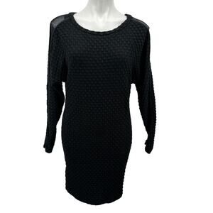 Deby Debo Textured Bubble Dress Black LBD Mesh Sheer Panel SZ 10 Women's Stretch